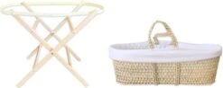 Funnababy Wieg Mozes - Gevlochten Mand - Inclusief Matras - Inclusief Standaard - Inclusief Bekleding - Naturel / Wit -Winkel Voor Babyproducten 1200x474
