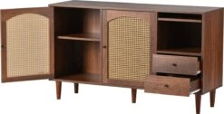 Merax Sideboard Houten Commode - Dressoir Met Rotan Deuren - Bruin -Winkel Voor Babyproducten 1200x610 4