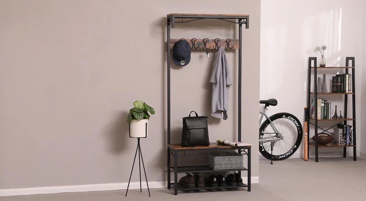 Merkloos Parya Home - Garderoberek Hoed En Kapstok, Zitbank / Hal Schoenenrek En Bank Met Planken, Hal Boom Met Haken, Metalen Frame Met Matte Afwerking, 80 X 32 X 178,5 Cm (L X B X H) 10 Merkloos Parya Home - Garderoberek Hoed En Kapstok, Zitbank / Hal Schoenenrek En Bank Met Planken, Hal Boom Met Haken, Metalen Frame Met Matte Afwerking, 80 X 32 X 178,5 Cm (L X B X H) - Afbeelding 8