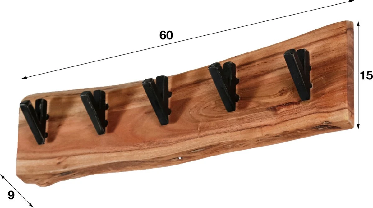 Merkloos DePauwWonen - Edge 5 Haken Kapstok - LxBxH = 60 X 9 X 15cm - Bruin - Hangkapstok, Kapstok Haken, Hangend, Industrieel, Wandkapstok 5 Merkloos DePauwWonen - Edge 5 Haken Kapstok - LxBxH = 60 X 9 X 15cm - Bruin - Hangkapstok, Kapstok Haken, Hangend, Industrieel, Wandkapstok - Afbeelding 3
