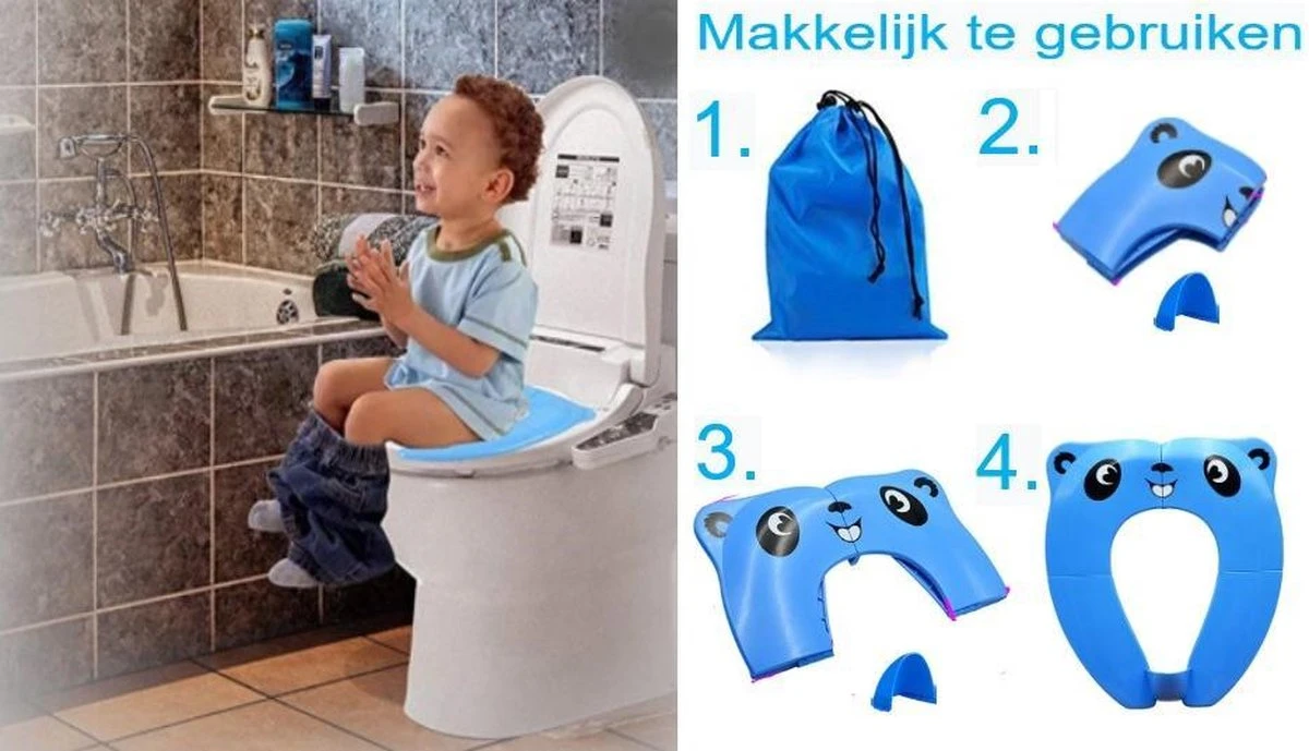 Merkloos WC Verkleiner Blauw Panda Ontwerp - Toilettrainer - Opvouwbare Toilet Zitje - Toiletbril Verkleiner - Kinder WC Bril 6 Merkloos WC Verkleiner Blauw Panda Ontwerp - Toilettrainer - Opvouwbare Toilet Zitje - Toiletbril Verkleiner - Kinder WC Bril - Afbeelding 4