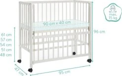 Wieg - Co-sleeper - 2 In 1 - 90 X 40 Cm - Incl. Matras - Massief Beukenhout – Fillikid -Winkel Voor Babyproducten 1200x745 2
