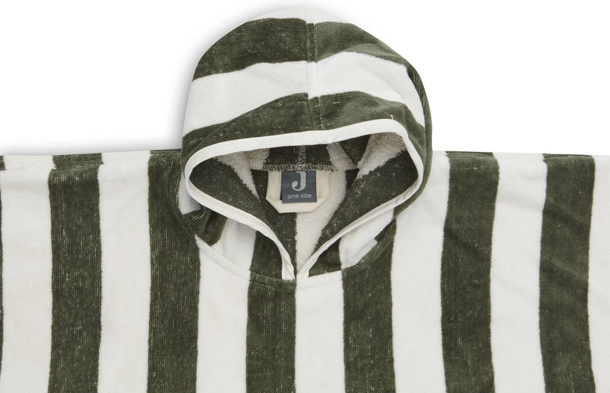 Jollein Badponcho Stripe Terry - Leaf Green - GOTS 6 Jollein Badponcho Stripe Terry - Leaf Green - GOTS - Afbeelding 4