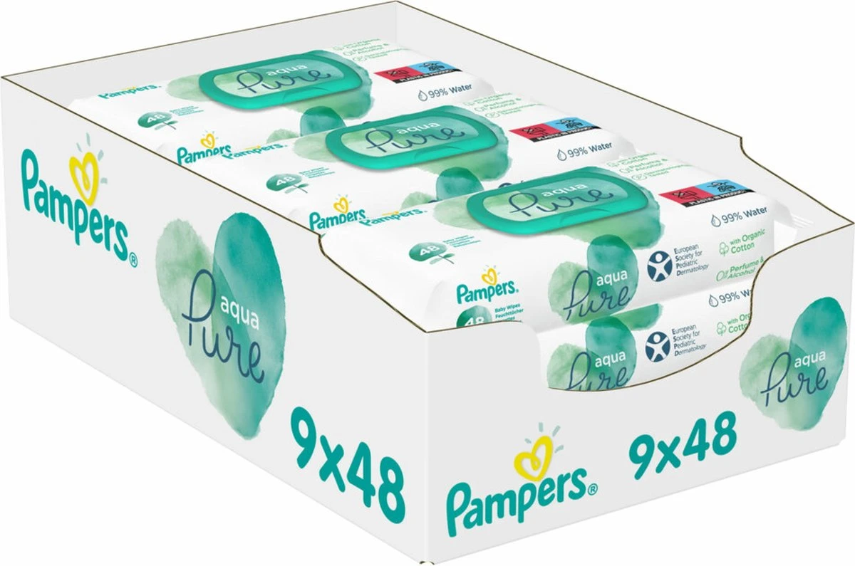 Pampers® Pampers Aqua Pure Billendoekjes - 432 Doekjes 3 Pampers® Pampers Aqua Pure Billendoekjes - 432 Doekjes