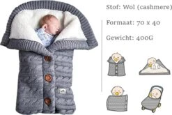 Levabe Baby Voetenzak - Baby Slaapzak - Kinderwagen - Kinderwagen - All Season - 70 CM - Grijs