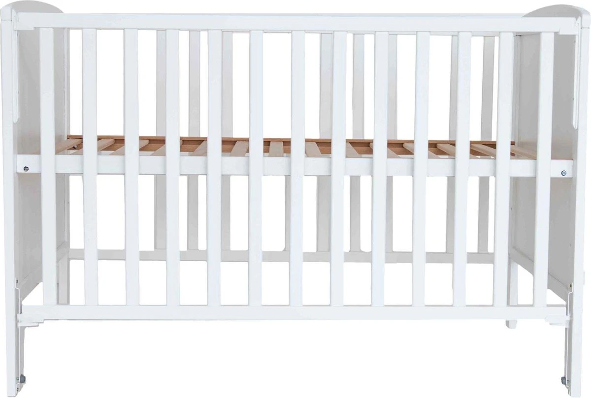 Prenatal Ledikant - Babybed - Babybedje Met Platte Spijlen - 60x120 Cm - Exclusief Matras - Wit