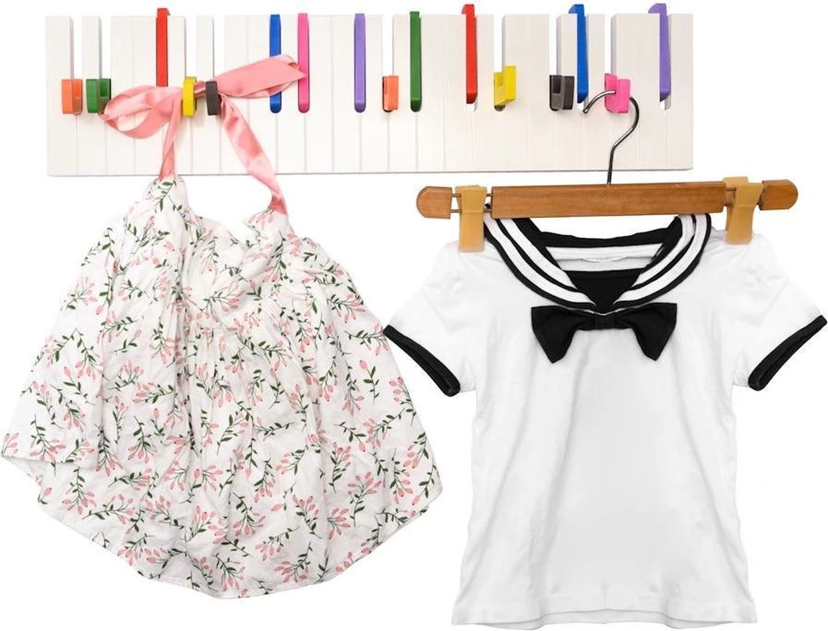 Merkloos Decopatent® Wandkapstok Hout - Piano Kinderkamer Kapstok - Met 16 Ophang Haken - Wand Kapstok - Garderoberek - Wit - 60 Cm Breed 6 Merkloos Decopatent® Wandkapstok Hout - Piano Kinderkamer Kapstok - Met 16 Ophang Haken - Wand Kapstok - Garderoberek - Wit - 60 Cm Breed - Afbeelding 4