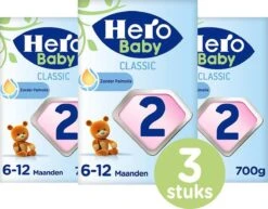 Hero Baby Opvolgmelk Classic 2 Vanaf 6+ Maanden - Flesvoeding - 3 X 700gr - Standaard 2 - Met Melkvet - Palmolie Vrij