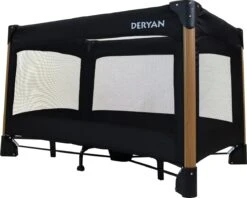 Deryan Luxe Campingbed Compleet - 120x60cm - Bodemverhoger - Verschoonblad - Opbergmand - Zwart -Winkel Voor Babyproducten 1200x962 4
