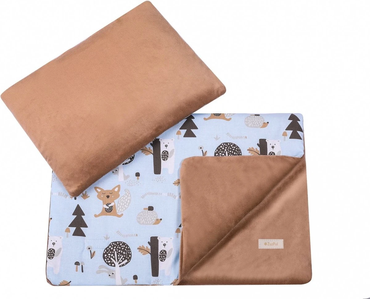 LUXE Babynestje 4 Delige SET / Kraamcadeau / GRATIS Wiegdeken Met Kussen / Bosdieren Bruin 4 LUXE Babynestje 4 Delige SET / Kraamcadeau / GRATIS Wiegdeken Met Kussen / Bosdieren Bruin - Afbeelding 2