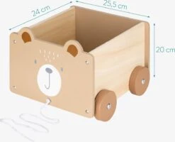 Navaris Houten Speelgoedkist Op Wielen - Opbergbox Voor Speelgoed - Inclusief Trektouw - Beer - 25,5 X 24 X 20 Cm - Bruin -Winkel Voor Babyproducten 1200x972 2