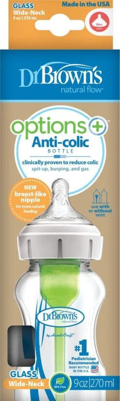 Dr. Brown's Options+ Anti-colic Botle Babyfles - Brede Halsfles Glas 270 Ml -Winkel Voor Babyproducten 360x1200 1