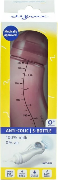Difrax - S-Fles Natural - Babyfles Raspberry - 0+ Maanden - 250ml -Winkel Voor Babyproducten 386x1200 5