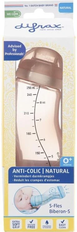 Difrax Anti-Colic S-Babyfles Natural - 250 Ml - Blossom/Roze -Winkel Voor Babyproducten 397x1200