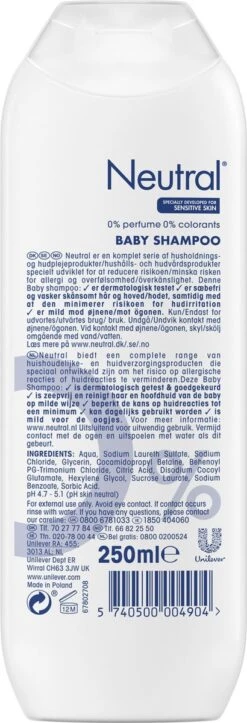 Neutral 0% Baby Shampoo Parfumvrij - 750 Ml - Voordeelverpakking -Winkel Voor Babyproducten 410x1200