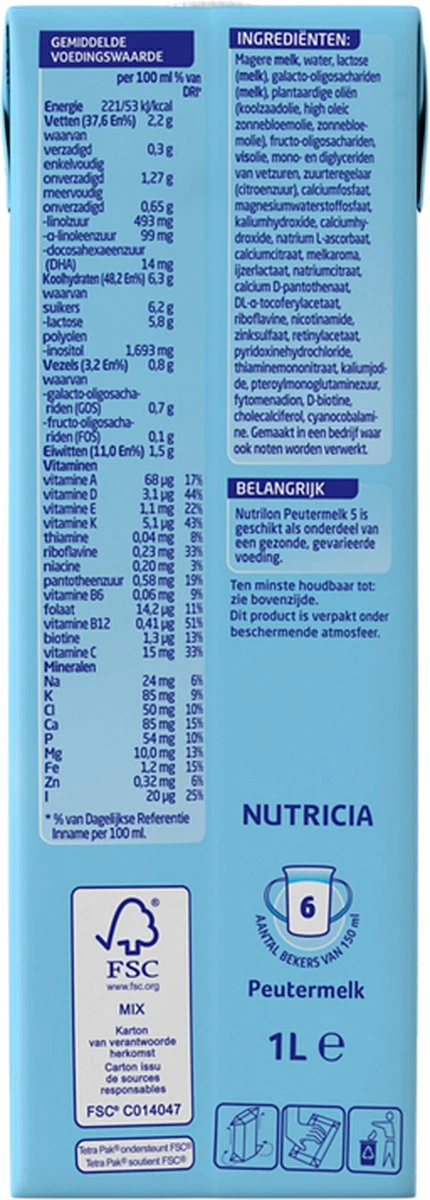 Nutrilon 5 Peutermelk Kant & Klaar - Van 2 Tot 3 Jaar - 4 X 1L 12 Nutrilon 5 Peutermelk Kant & Klaar - Van 2 Tot 3 Jaar - 4 X 1L - Afbeelding 10