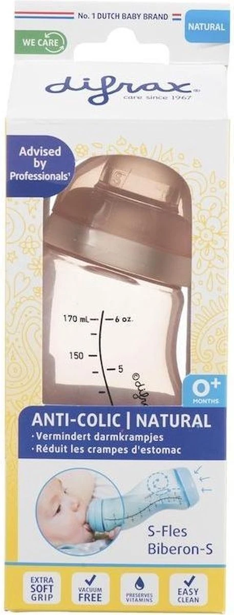 Difrax Anti-Colic S-Babyfles Natural - 170 Ml - Blossom/Roze 10 Difrax Anti-Colic S-Babyfles Natural - 170 Ml - Blossom/Roze - Afbeelding 8