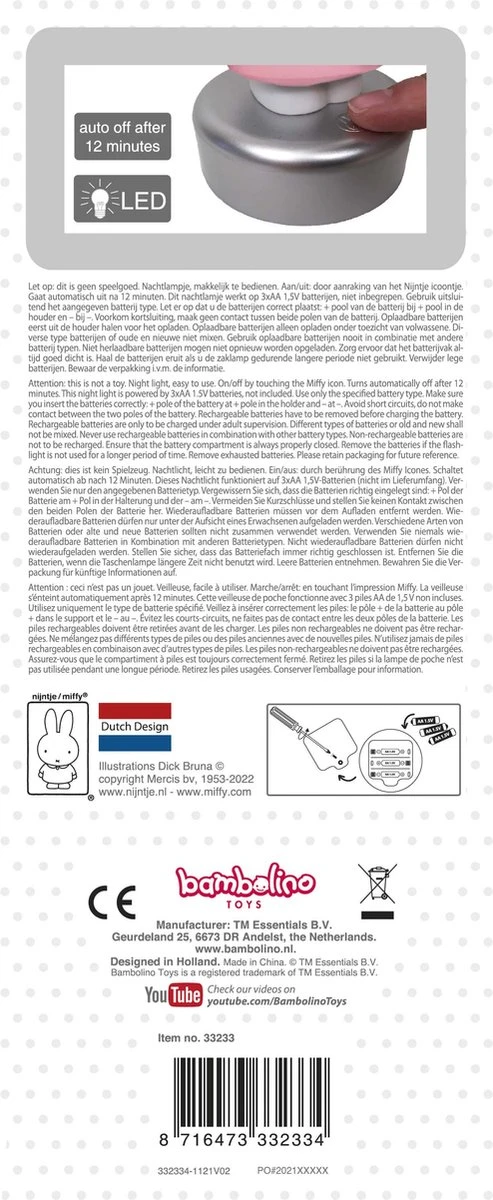 Bambolino Toys - Nijntje Nachtlampje - Variant Roze - Kinderlampje 8 Bambolino Toys - Nijntje Nachtlampje - Variant Roze - Kinderlampje - Afbeelding 6