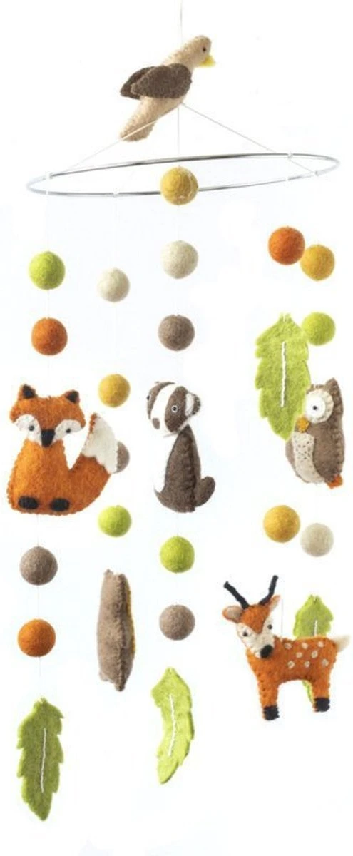 Mobiel Bosdiertjes - 21cm - Vilten Figuren - BeYoona - Fairtrade - Decoratie Voor Boven Bed, Box Of Als Babykamer Accessoire 3 Mobiel Bosdiertjes - 21cm - Vilten Figuren - BeYoona - Fairtrade - Decoratie Voor Boven Bed, Box Of Als Babykamer Accessoire