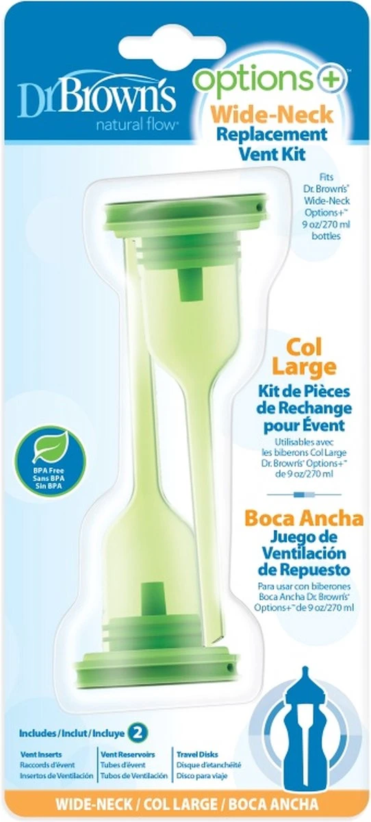 Dr. Brown's Options+ Anti-colic Replacementkit Brede Halsfles - Ventiel Voor Baby Fles - 2 Stuks 4 Dr. Brown's Options+ Anti-colic Replacementkit Brede Halsfles - Ventiel Voor Baby Fles - 2 Stuks - Afbeelding 2