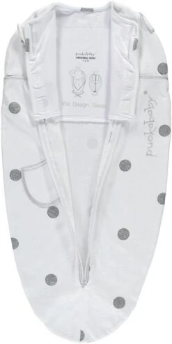 Puckababy Inbakerslaapzak Original Mini - 3-6 Maanden - White Dotty -Winkel Voor Babyproducten 601x1200