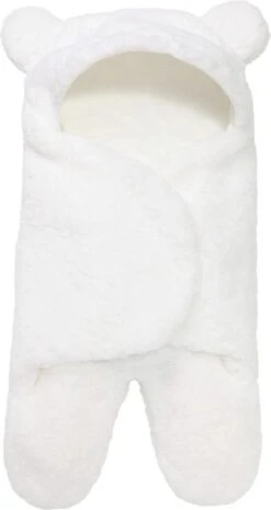 BonBini´s Teddy Bear Wikkeldeken Newborn - Zachte Witte Teddy Beer Inbakerdoek Newborn Baby - 0-3 Maanden - Wit 62 Cm