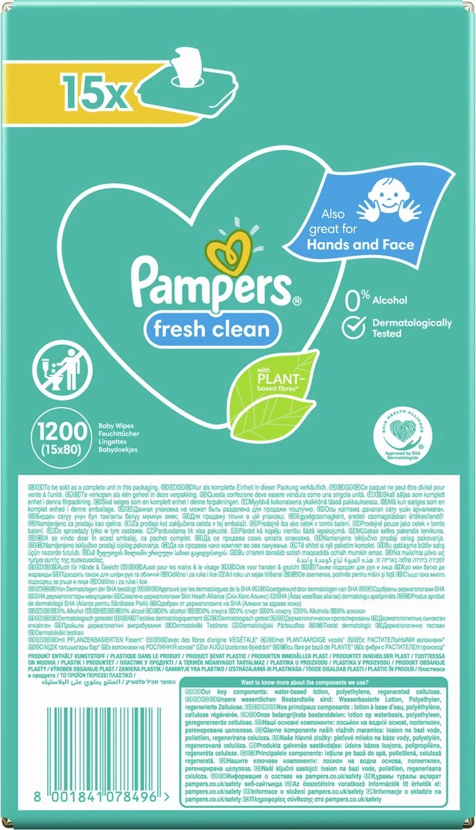 Pampers® Pampers Fresh Clean Billendoekjes - 1200 Doekjes 15 Pampers® Pampers Fresh Clean Billendoekjes - 1200 Doekjes - Afbeelding 13