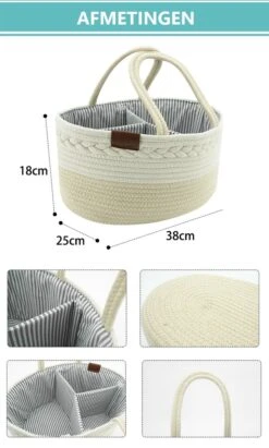 ADSafety - Luxe Katoenen Luiertas - Inclusief Uitneembare Organizer - Verzorgingstas - Opbergtas - Commode Mandje - Baby Spullen - Crème -Winkel Voor Babyproducten 721x1200 6