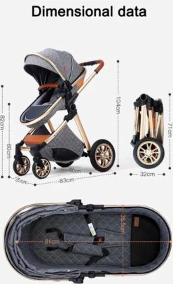 Merkloos Luxe Multi-functionele 3 In 1 Kinderwagen - Kwalitatieve Buggy - Opklapbare Wandelwagen - Khaki -Winkel Voor Babyproducten 731x1200 7