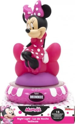 Disney Nachtlamp 3d Minnie Mouse Led 15 X 13,5 Cm Roze/wit
