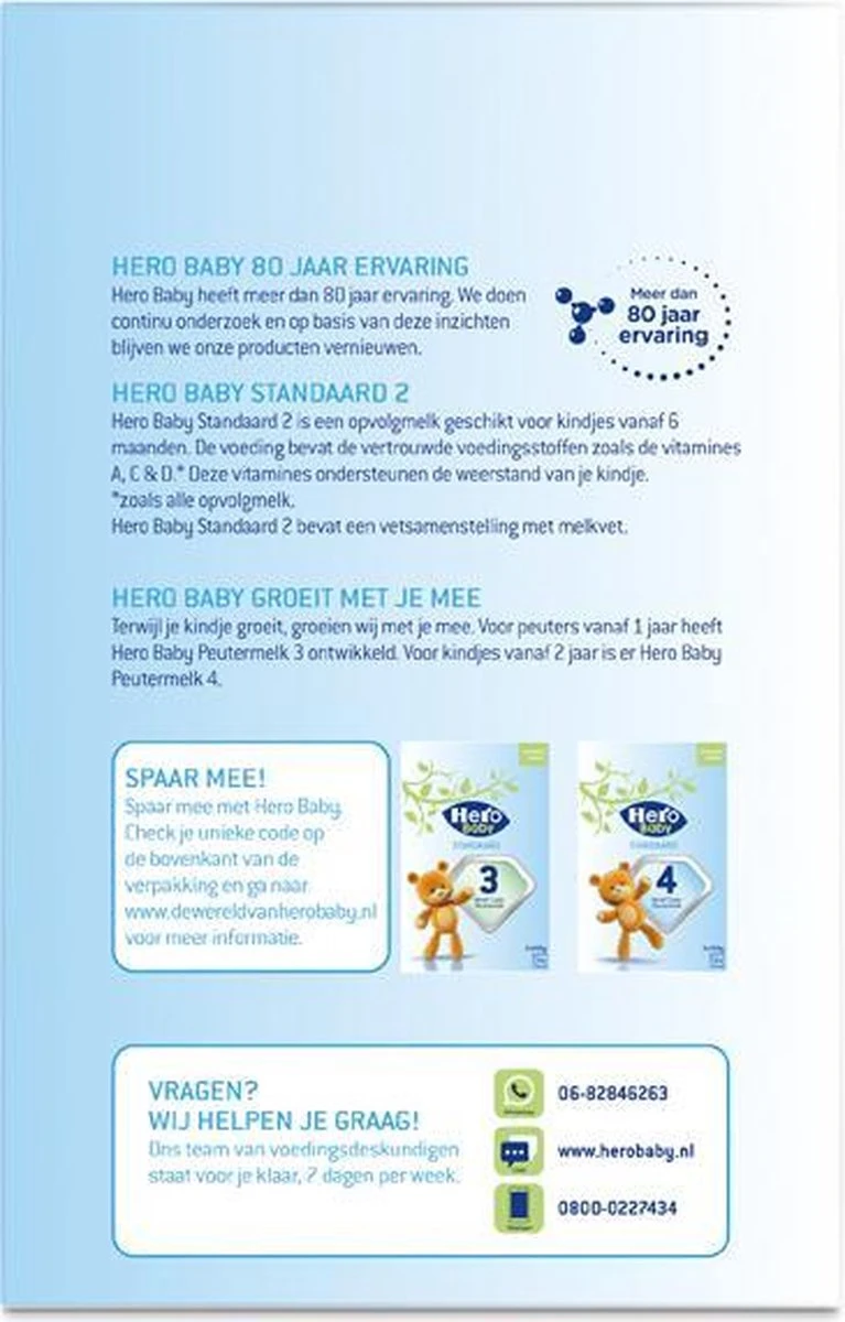 Hero Baby Opvolgmelk Classic 2 Vanaf 6+ Maanden - Flesvoeding - 3 X 700gr - Standaard 2 - Met Melkvet - Palmolie Vrij 7 Hero Baby Opvolgmelk Classic 2 Vanaf 6+ Maanden - Flesvoeding - 3 X 700gr - Standaard 2 - Met Melkvet - Palmolie Vrij - Afbeelding 5