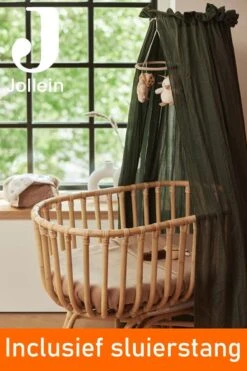 Jollein Sluier Vintage Leaf Green (incl Sluierstang)