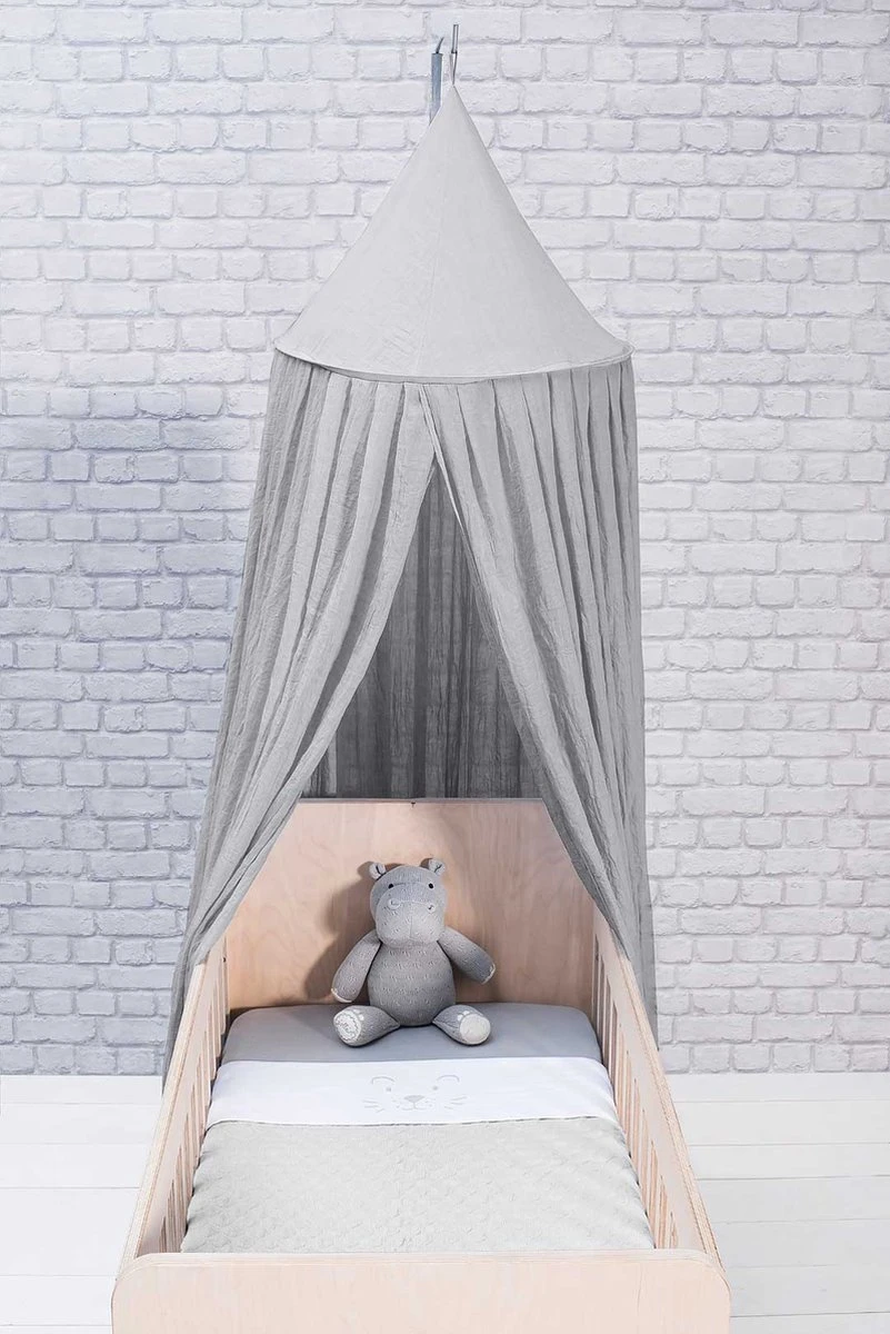 Jollein Baby Klamboe Vintage 245cm - Soft Grey 8 Jollein Baby Klamboe Vintage 245cm - Soft Grey - Afbeelding 6