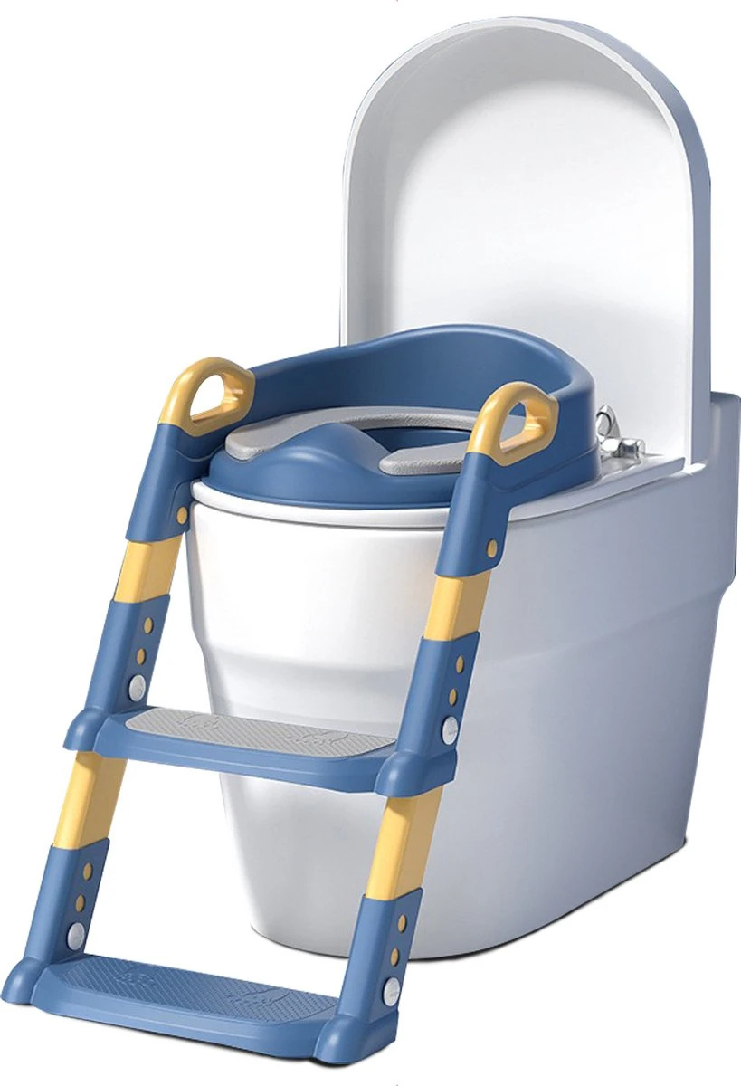 WC Verkleiner Met Trapje - Inclusief Handvaten - Opvouwbaar - 2 Tot 7 Jaar - Blauw Geel 3 WC Verkleiner Met Trapje - Inclusief Handvaten - Opvouwbaar - 2 Tot 7 Jaar - Blauw Geel