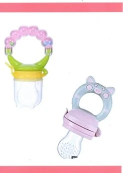Merkloos Babyfles Met Lepel-baby/kinderbestek-100ml-BPA Vrij + 2 Bijtring/fruitspenen-rose -Winkel Voor Babyproducten 849x1200 5