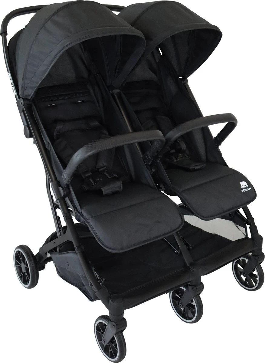 Deryan Luxe Rolo X2 Dubbele Buggy - Duo Buggy - Zwart 3 Deryan Luxe Rolo X2 Dubbele Buggy - Duo Buggy - Zwart