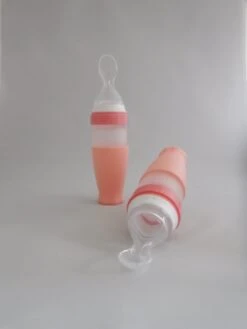 Merkloos Babyfles Met Lepel-baby/kinderbestek-100ml-BPA Vrij + 2 Bijtring/fruitspenen-rose -Winkel Voor Babyproducten 900x1200 34