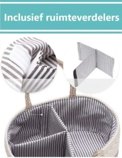 ADSafety - Luxe Katoenen Luiertas - Inclusief Uitneembare Organizer - Verzorgingstas - Opbergtas - Commode Mandje - Baby Spullen - Crème -Winkel Voor Babyproducten 925x1200 6