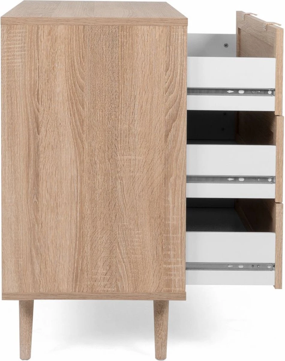 Commode 3 Tiroirs L80 Cm - Impression Rotin - Bali 6 Commode 3 Tiroirs L80 Cm - Impression Rotin - Bali - Afbeelding 4