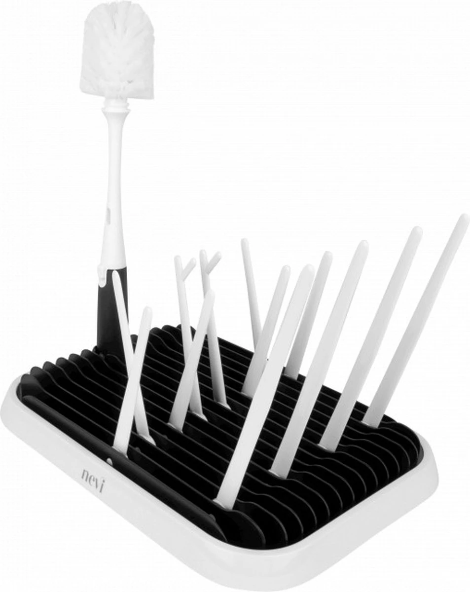 Nevi Afdruiprek Met Lekbak - Afdruipmat Voor 10 Flessen - Opvouwbaar Droogrek Babyfles - Inclusief Afwasborstel 5 Nevi Afdruiprek Met Lekbak - Afdruipmat Voor 10 Flessen - Opvouwbaar Droogrek Babyfles - Inclusief Afwasborstel - Afbeelding 3