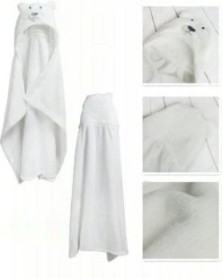 Merkloos Witte Beer Baby Badcape Met Capuchon - Wikkeldeken - Fleece Deken - Kraamcadeau -Winkel Voor Babyproducten 955x1200