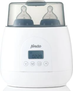 Alecto BW700TWIN - Dubbele Digitale Flessenwarmer 500W Voor Opwarmen, Steriliseren En Ontdooien - Verwarm 2 Flesjes Tegelijkertijd - Inclusief Stoomkap - Wit