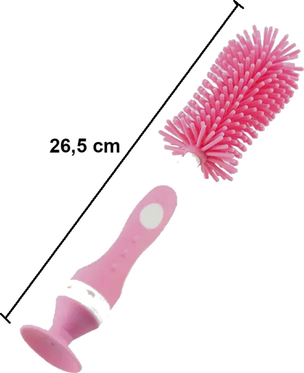 Merkloos Flessenborstel - Schoonmaakborstel Babyfles - Flessenreiniger - Fles Afwasborstel - Borstel Voor Drinkbus Of Drinkfles - Silicone - Duurzaam - Roze 4 Merkloos Flessenborstel - Schoonmaakborstel Babyfles - Flessenreiniger - Fles Afwasborstel - Borstel Voor Drinkbus Of Drinkfles - Silicone - Duurzaam - Roze - Afbeelding 2