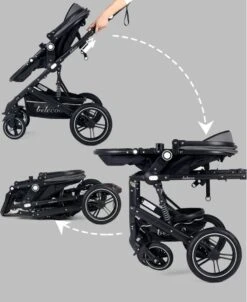 Belecoo - Luxe Kinderwagen - 3-in-1 Buggy - Opklapbare Wandelwagen - Autostoel - Wieg - Multifunctioneel - Zwart 16 Belecoo - Luxe Kinderwagen - 3-in-1 Buggy - Opklapbare Wandelwagen - Autostoel - Wieg - Multifunctioneel - Zwart -Winkel Voor Babyproducten 981x1200 4