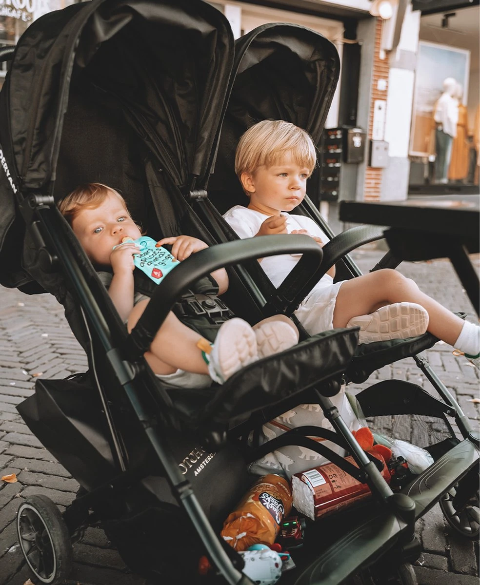 Deryan Luxe Rolo X2 Dubbele Buggy - Duo Buggy - Zwart 8 Deryan Luxe Rolo X2 Dubbele Buggy - Duo Buggy - Zwart - Afbeelding 6