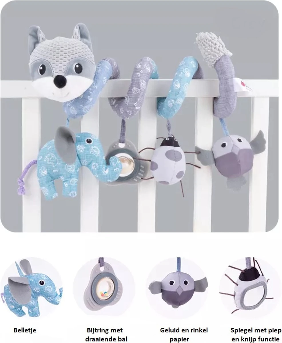 Louas Boxspiraal Vosje Grijs - Grijpspeelgoed - Speelboog Baby - Baby Spiraal - Wagenspanner - Kinderwagen Knuffels - Boxspiraal Baby - Autostoelspeeltje - Maxi Cosi Speeltje - Box Spiraal Baby 4 Louas Boxspiraal Vosje Grijs - Grijpspeelgoed - Speelboog Baby - Baby Spiraal - Wagenspanner - Kinderwagen Knuffels - Boxspiraal Baby - Autostoelspeeltje - Maxi Cosi Speeltje - Box Spiraal Baby - Afbeelding 2